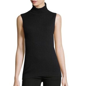Neiman Marcus 100% Cashmere Sleeveless Turtleneck Sweater Shell Black Medium